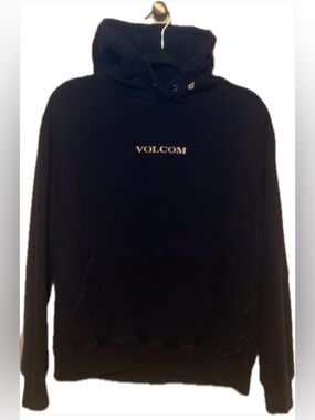 Volcom Black Pullover Hoodie with Center Logo men’s Large